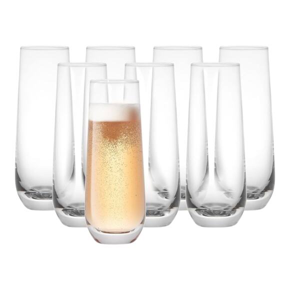 JoyJolt Milo Stemless Champagen Flutes Set 8 Crystal Glasses 9.5oz Highball NIB - Picture 6 of 8